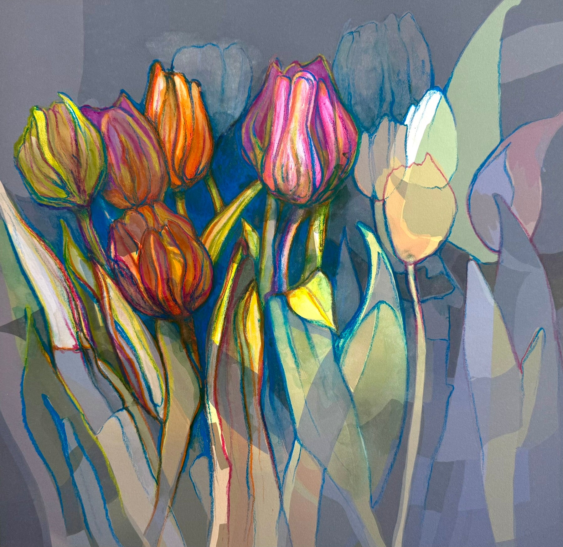 Tulpen mit Kreide