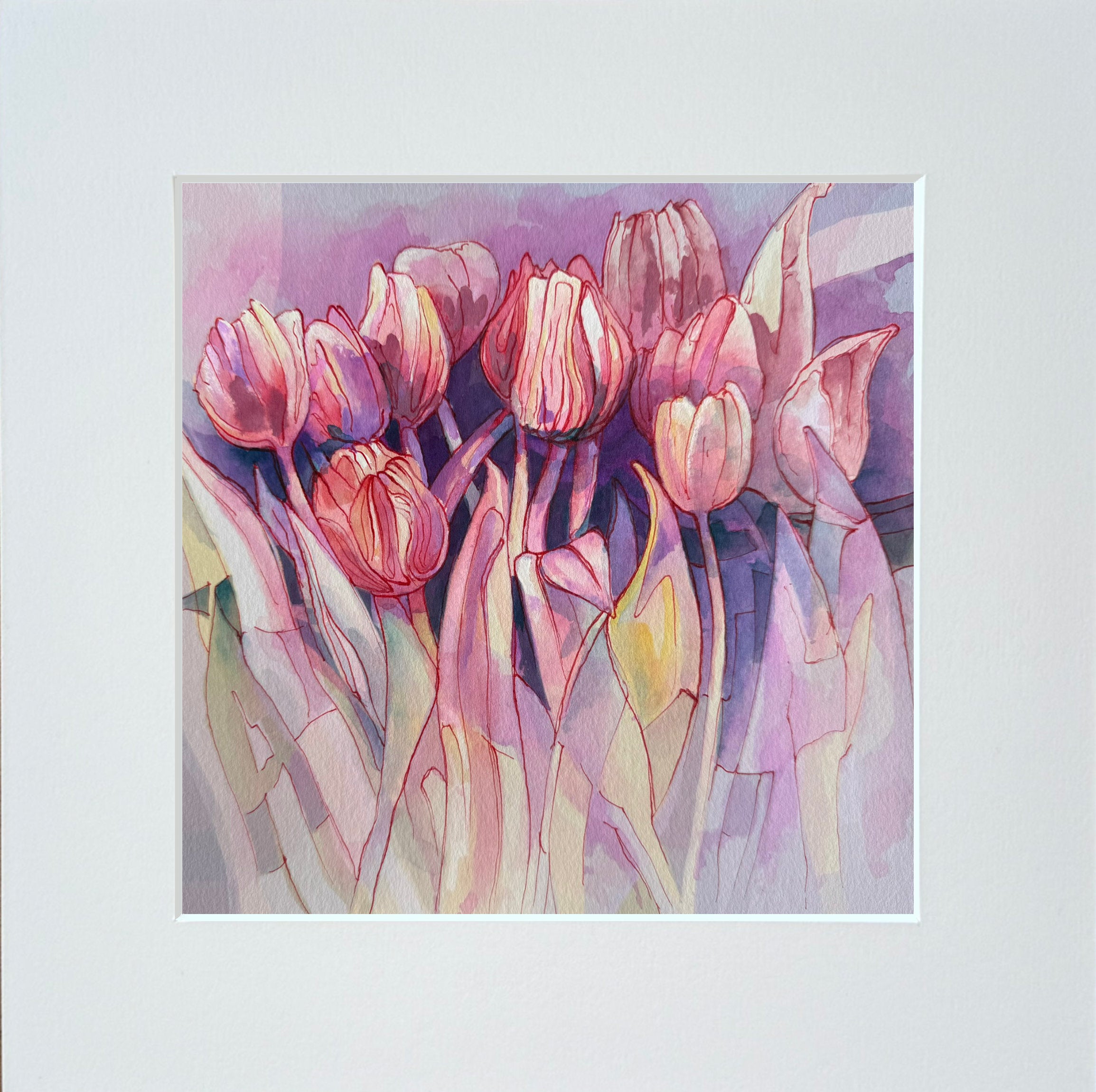 Tulpen mit roter Tinte